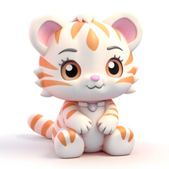 Cute tiger 3d isolated on white