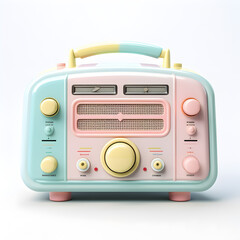 Colorful pastel 3d of a radio isolated on white