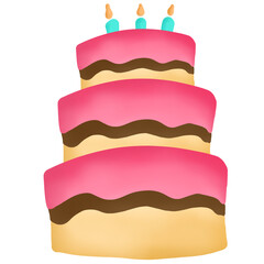 Butter Layer Cake with Candles For Celebration or Anniversary Day Icon Graphic Clipart Cartoon, Birthday Anniversary Cake