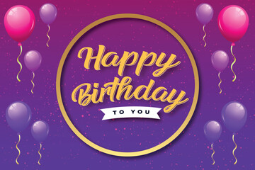 happy birthday card with balloons banner design templates