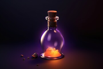 Obraz na płótnie Canvas Poison glass bottle with glowing crystals