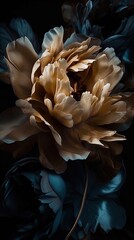 Close up of a brown gold peony