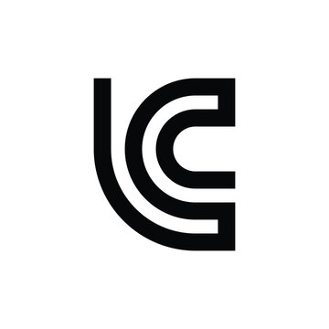 modern line monogram LC L C letters initial based logo design