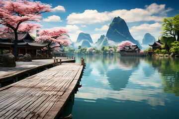 Landscape in Yangshuo Guilin, China .. - obrazy, fototapety, plakaty