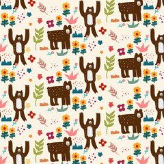 Cute bear Seamless pattern. for fabric, print, textile and wallpaper