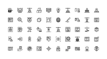 3d printer icon set