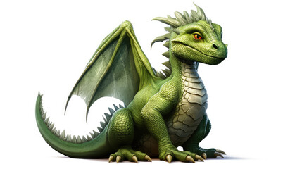 Green dragon on white background