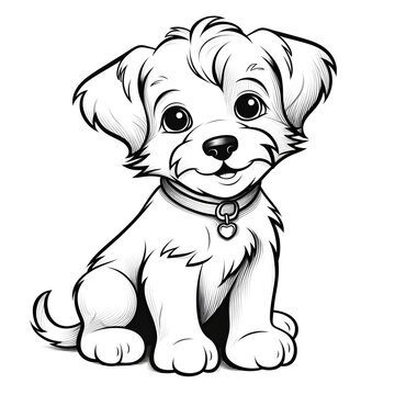 A dog illustration for coloring book