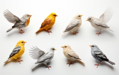 Set of collection bird isolated on white background