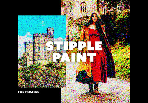 Oil Stipple Paint Poster Photo Effect Mockup