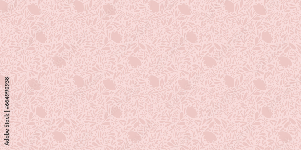 Poster pastel pink flower texture, vector repeat pattern background, small scale detailed monochromatic wal