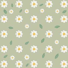 White flowers on a green background