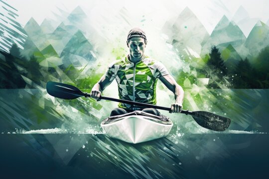 Canoeist sports concept poster