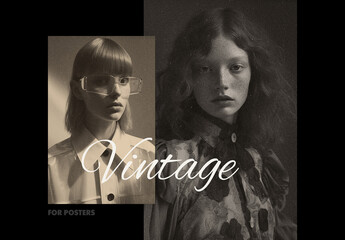 Vintage Poster Photo Effect Mockup With Generative AI Preview