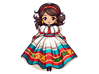 Doodle Traditional Mexican dress, cartoon sticker, sketch, vector, Illustration, minimalistic