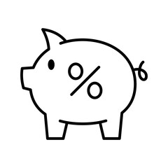 Piggy bank and percent icon. Percent deposit. Financial services, money refund, return on investment. Vector illustration