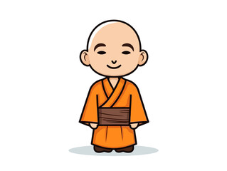 Doodle Buddhist monk, cartoon sticker, sketch, vector, Illustration, minimalistic