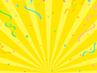 クラッカーが舞う黄色の放射状の線