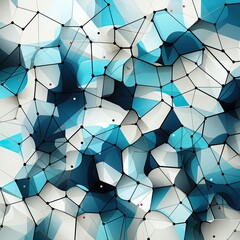 Stylized geometric abstraction from diagrams and blocks in blue and white colors. Geometric ornament, background, texture, geometric print in bright colors, technology art, pattern, concept art.