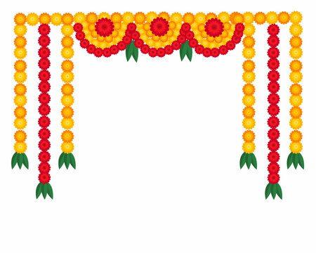 Flower garland decoration toran for door entrance Happy Diwali Dhanteras Holiday background