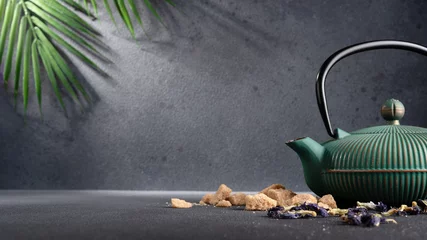 Foto op Plexiglas Green asian iron teapot © viktoriya89