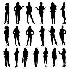 silhouettes of business woman set