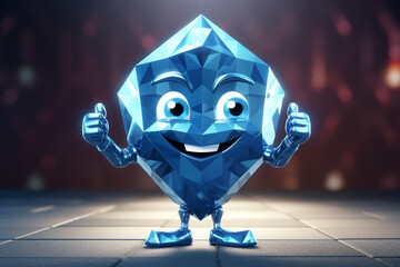 3D cartoon illustration of a Diamond Mascot