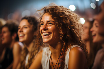 Obraz premium crowd of people dancing at concert 