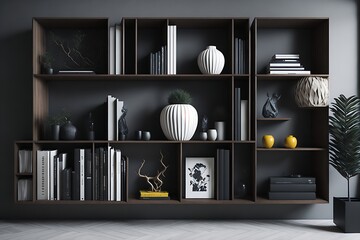 Dive into the world of "Contemporary Organization" where books and decor meet contemporary design principles, offering both style and order.
