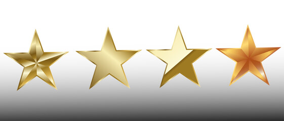 Star. Set of gold stars in golden style. Vector illustration.