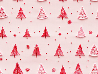 Seamless Christmas Tree Pattern Embroidery Style, Faux Stitch background, Tileable seamless Embroidered, pattern for wallpapers, backgrounds, graphic design