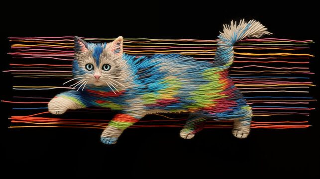 needlepoint cat in colors