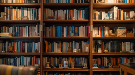Books neatly lined up on shelves inside a closet