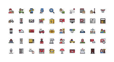 food delivery icon set