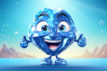 3D cartoon illustration of a Diamond Mascot