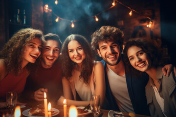 Fototapeta premium Group of friends enjoying a party