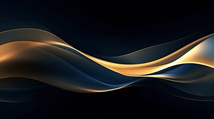 Gold and navy blue waves abstract.