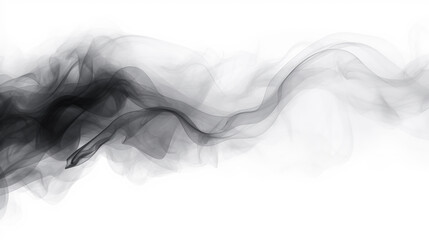 black smoke isolated on white background, Abstract design with copy space, design element. Smoke texture freeze motion dark powder smooth - Powered by Adobe