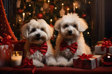 Festive Pups in Holiday Spirit, Adorable Dogs Celebrating Christmas and New Year