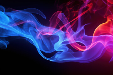 Fototapeta premium colorful rainbow colored smoke banner isolated on dark black wide panorama background. beautiful party concept.magical glow abstract banner color drop with copy space
