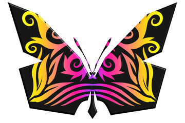 Beautiful colourful symmetrical butterfly design with luxurious line art pattern 