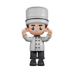 3d Character Chef Excited Pose. 3d render isolated on transparent backdrop.