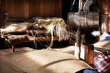 Warehouse store keeping raw material forThai craftsmanship technician and professional wicker...