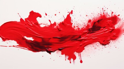 Abstract Artistic red blood Splash: Red Ink Painting with Brushstrokes - obrazy, fototapety, plakaty