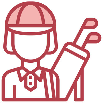 red golfer with golf clubs clip art preview