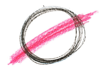 Photo grunge hand draw, scribble no sign, wax pastel, crayon isolated on white, clipping path
