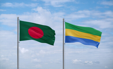 Gabon and Bangladesh flags, country relationship concept