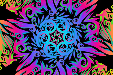 Beautiful colourful caleidoscope gradient flower art pattern traditional Java classic indonesian culture pattern 