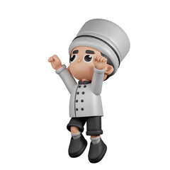 3d Character Chef Superhero Pose. 3d render isolated on transparent backdrop.