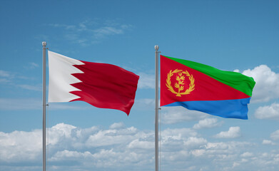 Eritrea and Bahrain flags, country relationship concept